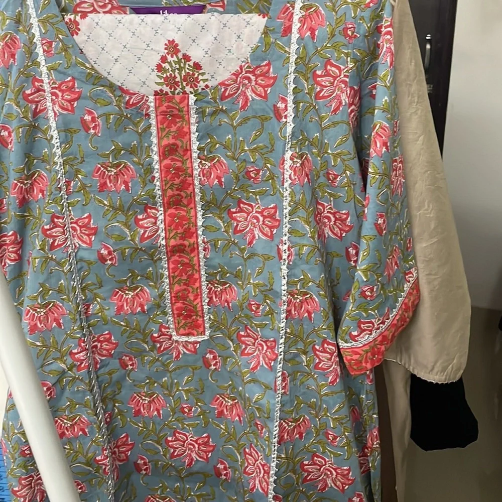 Libas Printed Cotton Straight Kurta with Palazzos & Dupatta | NWOT - Picture 11 of 17